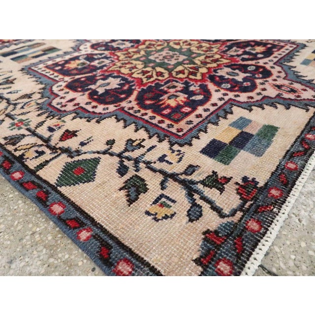 Slate Gray Galerie Shabab Collection Mid-20th Century Turkish Anatolian Throw Rug For Sale - Image 8 of 9