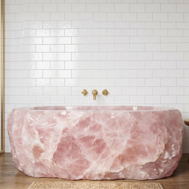 This handcrafted Rose Quartz Crystal Freestanding Bathtub is made from genuine natural stone and finished by skilled...