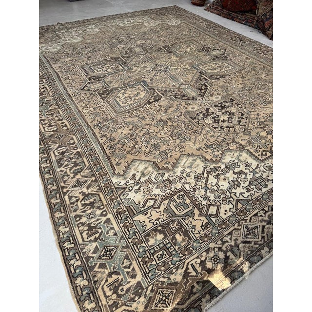 MUTED Vintage Heriz with Quiet Power Slate Rug 10 x 13 For Sale In Milwaukee - Image 6 of 12