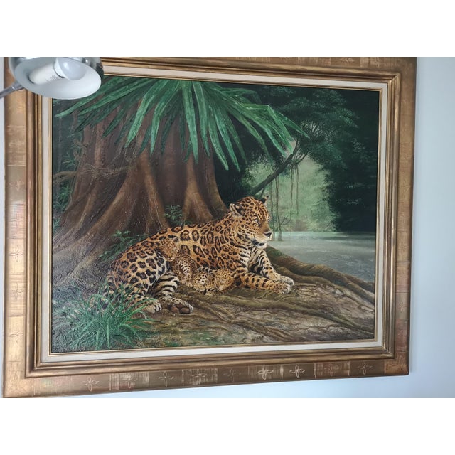 Jaguar, 1990s, Oil on Canvas, Framed For Sale - Image 6 of 9