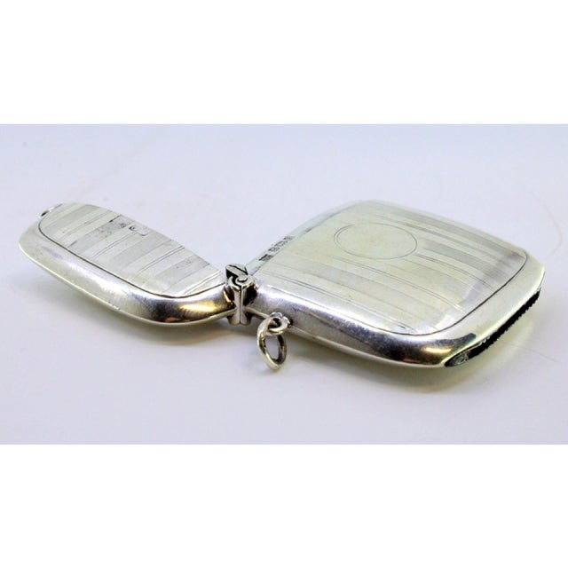 Guilloche Silver Matchbox with Bands at the Top Surrounding a Monogram Card, in Good conditions. Designed 1890 to 1919