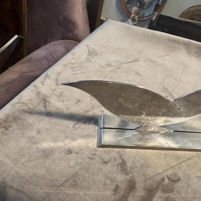 Sabattini Argenteria 1990s Minimalist Silver Plated Sculpture La Colombella Bianca by Lino Sabattini For Sale - Image 4 of 12