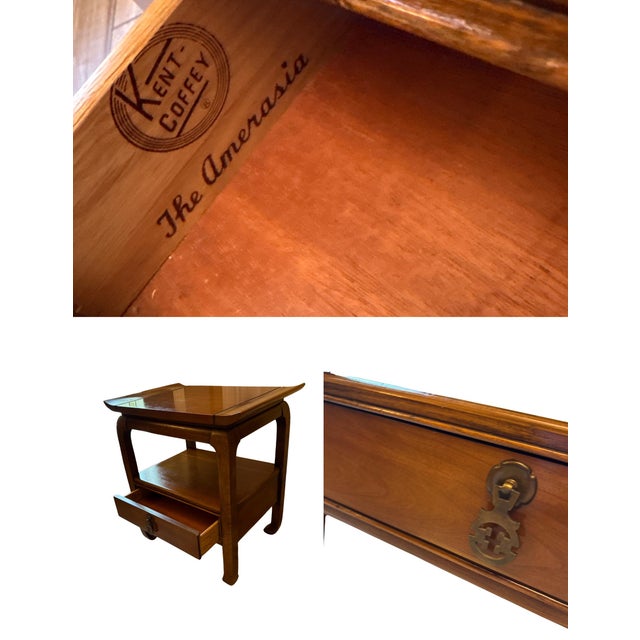 Kent Coffey Kent-Coffey “The Amerasia” Asian Modern One Drawer Nightstand End Table For Sale - Image 4 of 6