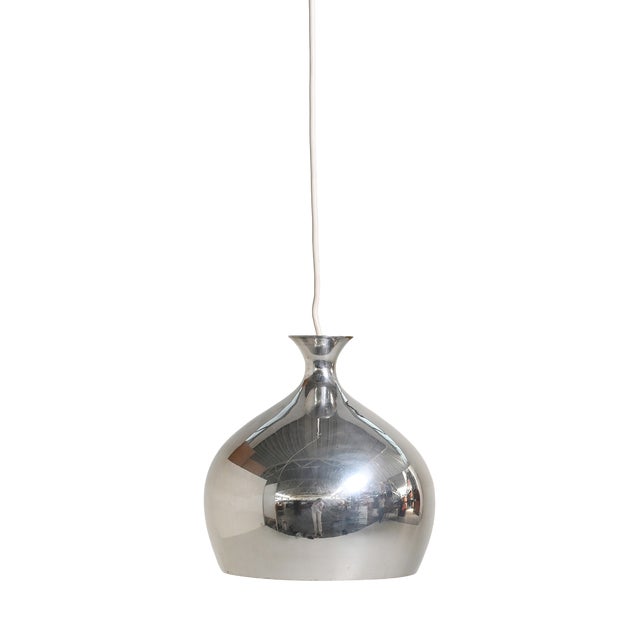 Scandinavian Chromed Metal Ceiling Lamp, 1960s For Sale
