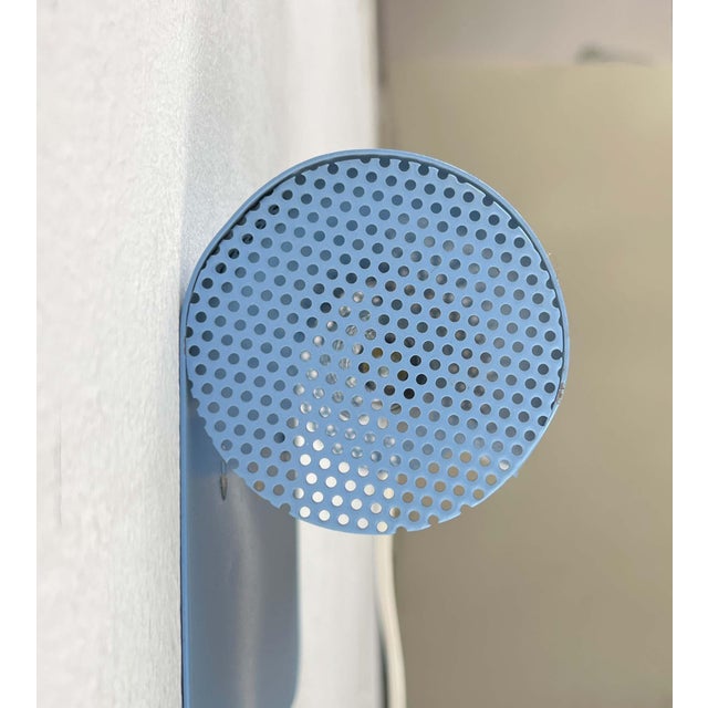 Danish Postmodern Light Blue Perforated Metal Pendant from Abo Randers, 1980s For Sale - Image 5 of 18