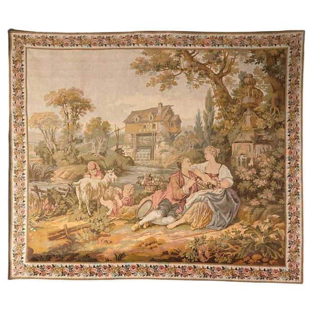 Vintage Aubusson French Jaquar Tapestry, 1960s For Sale