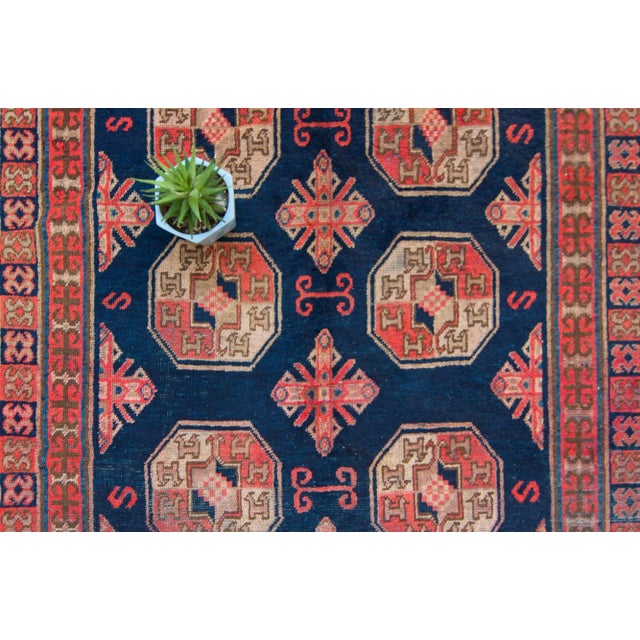 Art Deco 1920s Antique Khotan Red Brown Wool and Cotton Hand-Knotted Rug - 4’5” X 8’5” For Sale - Image 3 of 11