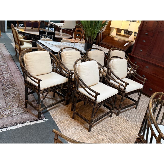Brighton Pavilion Bamboo Dining Chairs, Vintage Set of Eight For Sale - Image 13 of 17
