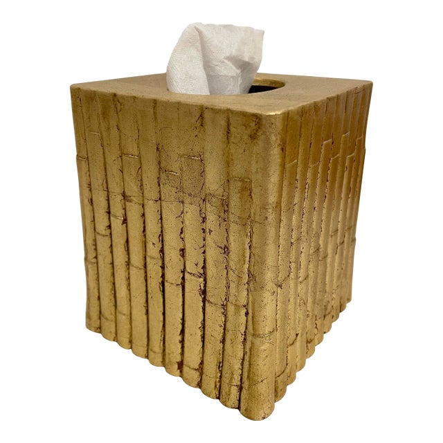 Gilt Faux Bamboo Tissue Box Holder For Sale