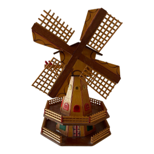 Vintage Wood Windmill Music Box and Night Light