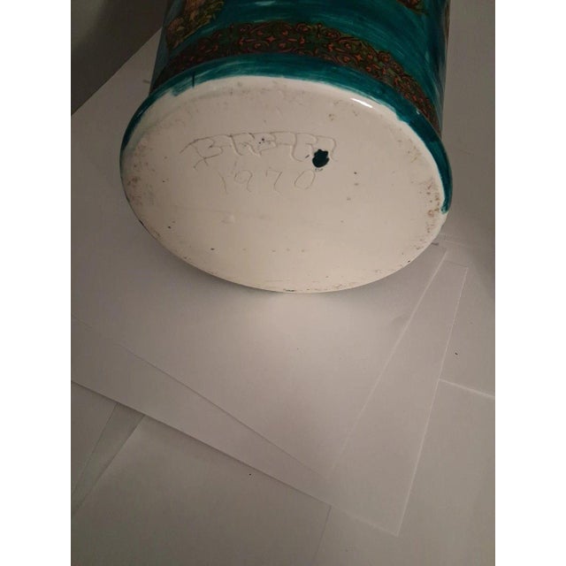Green Vintage 1970 Ceramic 19 Inch Flower Pot Vase Umbrella Holder For Sale - Image 8 of 10