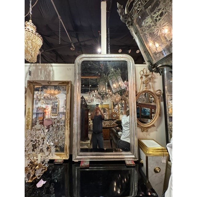 Silver French Silver Leaf Louis Philippe Mirror For Sale - Image 8 of 8