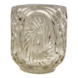 Vintage Heavy Clear Pinwheel and Star Design Pressed Glass Ice Bucket