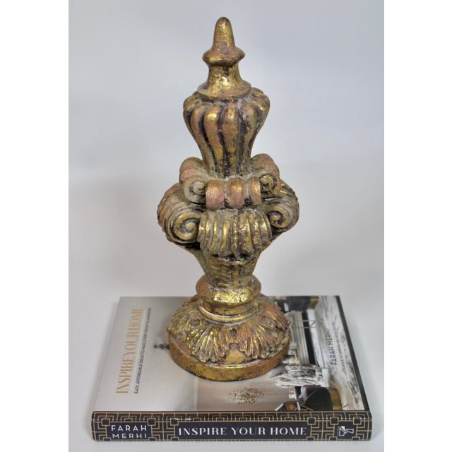 Plastic Vintage French Golden Gilt Resin Finial For Sale - Image 7 of 9