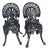 Pair Vintage Cast Aluminum Patio Garden Chairs Greek Key Shell Back Black Metal For Sale