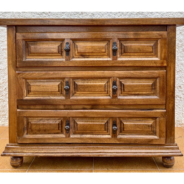 Baroque Spanish Castilian Solid Wood Chest of Drawers, Mid 20th Century For Sale - Image 3 of 11