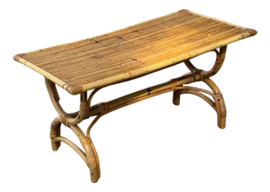 Bamboo and Rattan Coffee Table, France, 1960