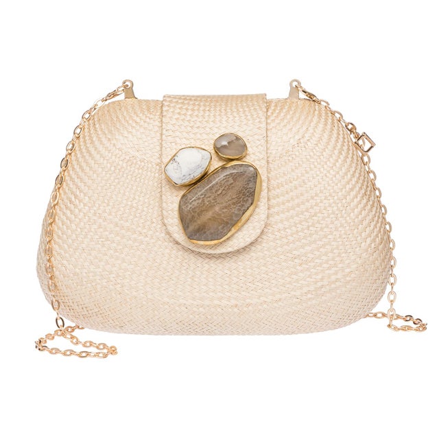 Contemporary Tamu Bean Clutch in Cream For Sale - Image 3 of 7