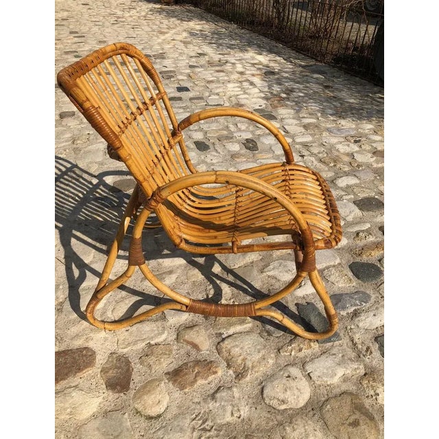 Tan Vintage Bamboo Lounge Chair, 1980s For Sale - Image 8 of 8