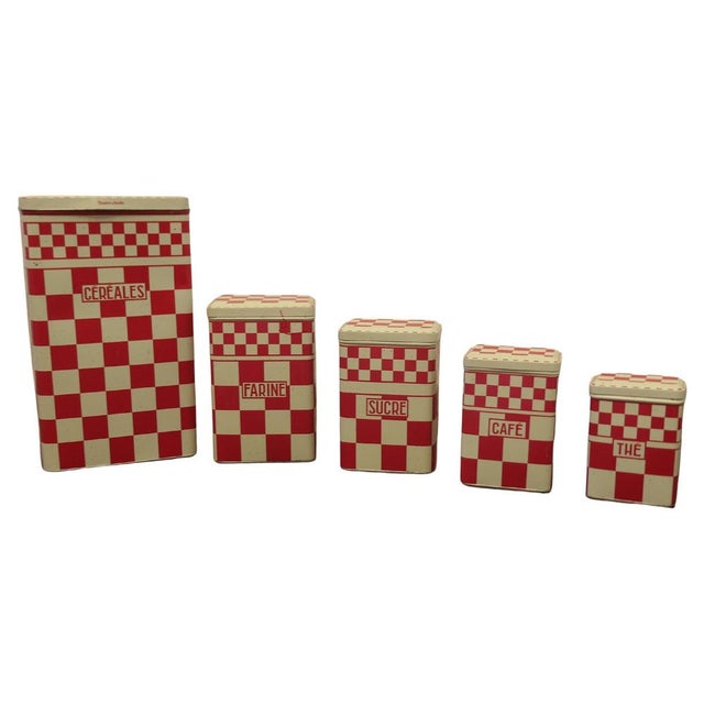 Vintage French Food Canisters, 1950, Set of 5 For Sale - Image 10 of 10