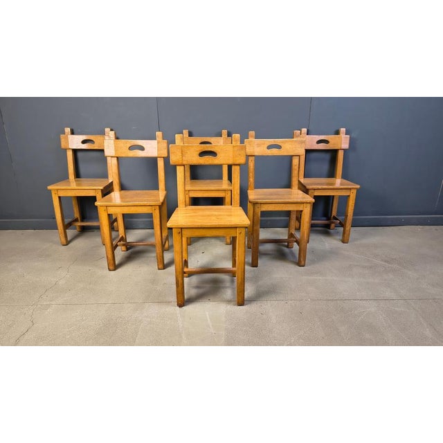 Vintage Brutalist Oak Chairs, 1960s, Set of 6 For Sale - Image 12 of 14