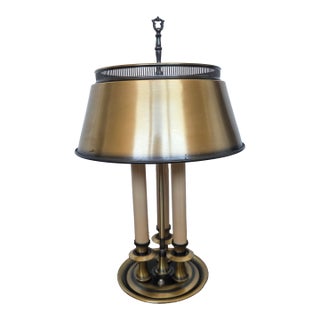 Vintage Neoclassical Brass Bouillotte Table Lamp W/ Metal Shade For Sale