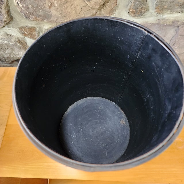 Black 1950s Vintage Black Metal Powder Room, Bathroom, Office Waste Basket For Sale - Image 8 of 11