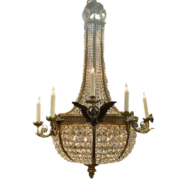 French Empire Gilt Bronze Chandelier For Sale