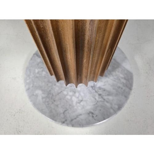 Italian Postmodern Brass, Teak and Marble Pedestal Side Table, 1980s For Sale - Image 6 of 10