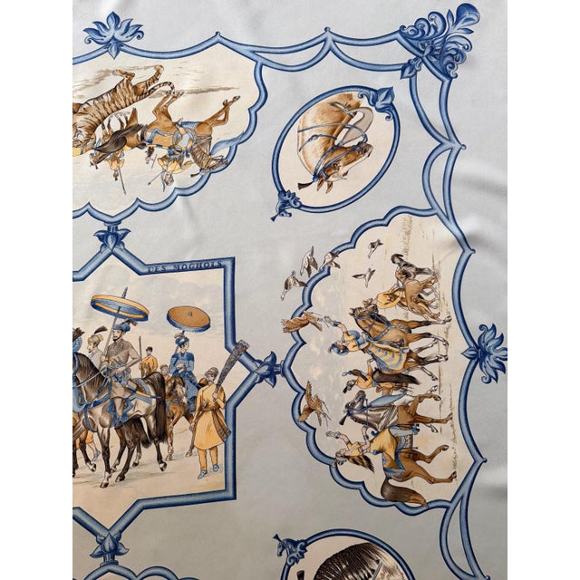 Hermès HERMÈS CHEVAUX des MOGHOLS Silk Scarf designed by Jean de Fougerolles 1993 For Sale - Image 4 of 9