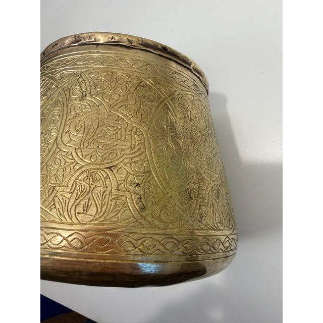 Brass Antique Middle Eastern Brass Pot For Sale - Image 8 of 11