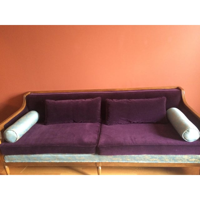 Mid-Century Modern 1940's Velvet Sofa For Sale - Image 3 of 17