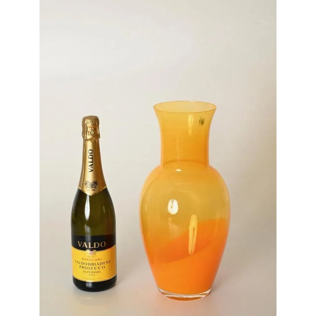 Orange Blown Murano Decorative Glass Vase, Signed attributed to Carlo Moretti, Italy 1970s For Sale - Image 6 of 12