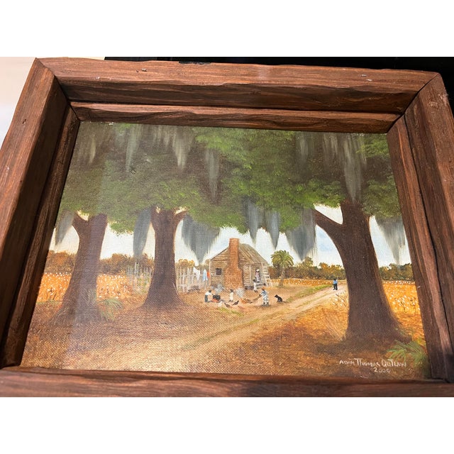 Original oil painting by noted South Carolina artist Alvin Thomas Outlaw (1941–2005), signed “Alvin Thomas Outlaw” and...
