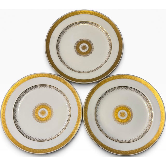 Antique Minton for Tiffany and Co. Gold-Encrusted Dinner Plates - Set of 18 For Sale - Image 13 of 17
