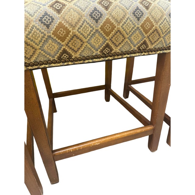 Ethan Allen Upholstered Counter-Height Stools — Set of 5 For Sale - Image 10 of 12