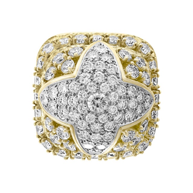 9 Carat Diamonds VS Quality Dome Shape Cocktail Platinum and Gold Ring Estate For Sale - Image 18 of 18