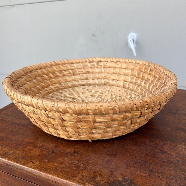 Wood Antique American Woven Rye Straw Bowl, Circa 1900–1920s For Sale - Image 7 of 12