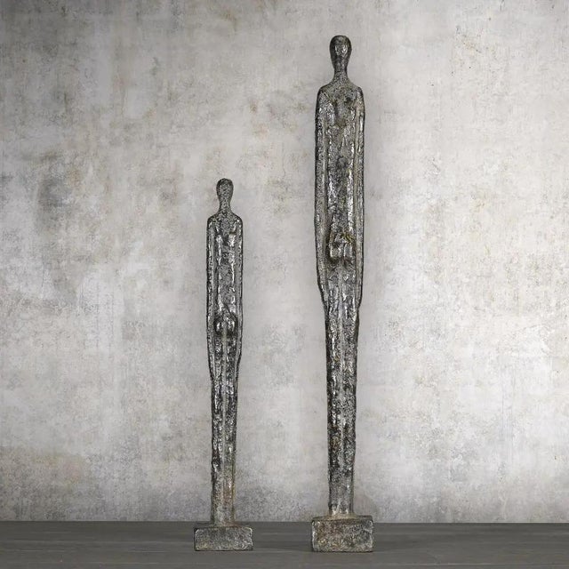 Antique Italian Etruscan Shadow Statuettes in Bronze, Set of 2 For Sale - Image 4 of 8