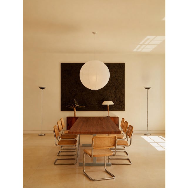 Jules Wabbes Mid Century Bauhaus Butcher Block Oak and Aluminum Table For Sale - Image 4 of 11