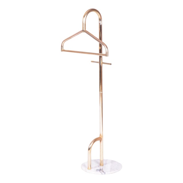 Mid-Century Clothes Valet Stand in Brass & Marble, France, 1960s For Sale