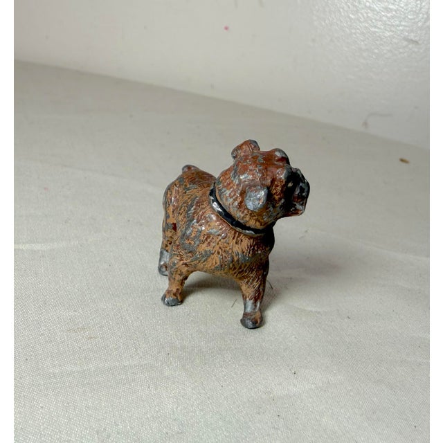 Antique Miniature Cold Painted Solid Lead Bulldog Dog Figure Statue Figurine For Sale - Image 9 of 9