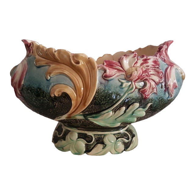 Early 1900's Antique Majolica Centre Bowl For Sale