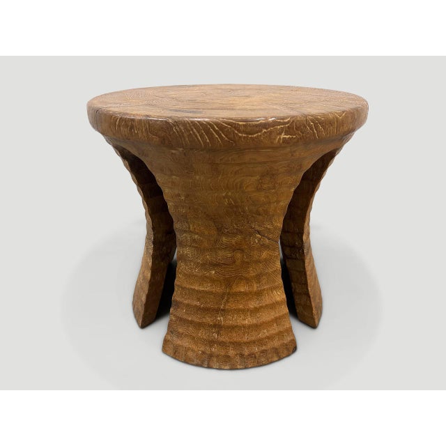 2010s Andrianna Shamaris Sculptural Teak Wood Side Table or Stool For Sale - Image 5 of 6
