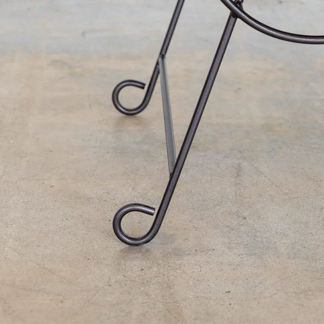 Metal Iron Double Loop Bench, Brown Mohair For Sale - Image 7 of 9