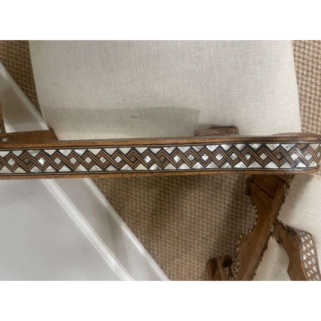 Islamic 19th Century Syrian Arm Chairs With Pearl and Ebony Inlay-Pair For Sale - Image 3 of 10