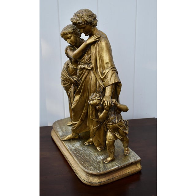 Metal Antique 19thC Neoclassical Gilt Spelter Figural Group Statue Moreau Era For Sale - Image 7 of 15