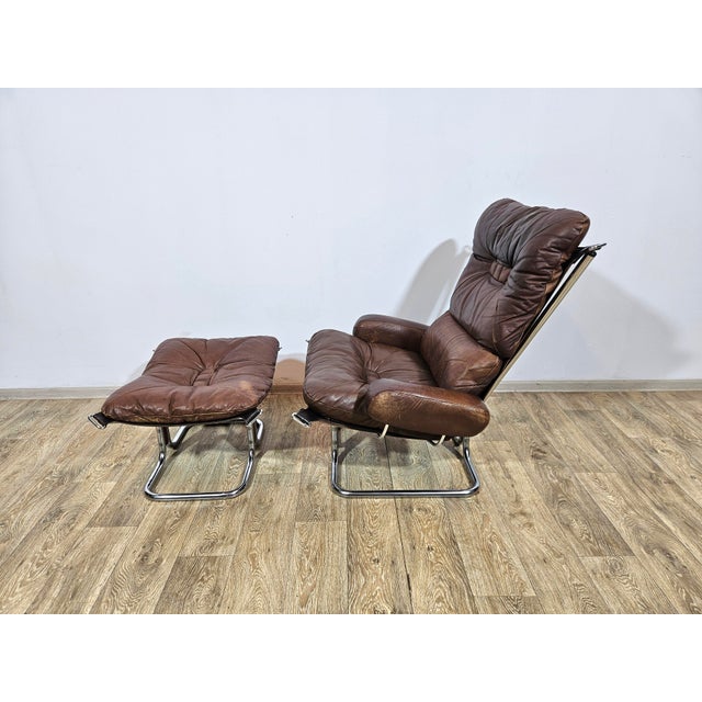 Textile Set of Armchair and Ottoman by Harald Relling for Westnofa For Sale - Image 7 of 18