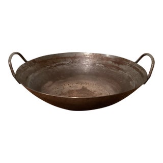 Vintage Old Chinese Iron Rich Patina Big Size Wok Frying Cookware For Sale