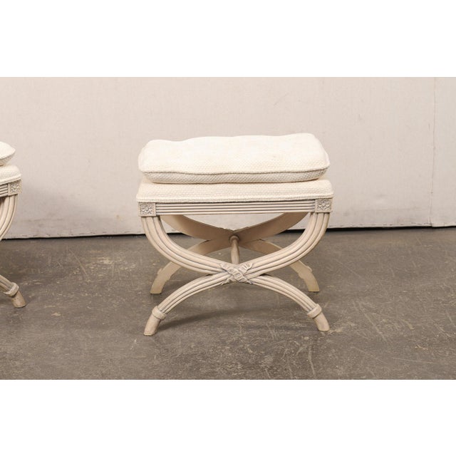 Mid 20th Century French Pair Curule Stools W/ Pillow Top Seat For Sale - Image 4 of 11